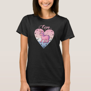 10 Year Old Cute Unicorn Birthday Girl 10th B Day T-Shirt