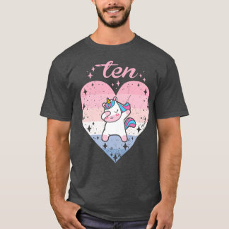 10 Year Old Cute Unicorn Birthday Girl 10th Bday  T-Shirt