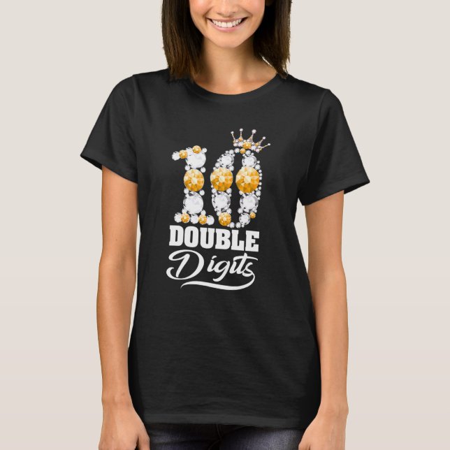 10 Year Old  Double Digits 10th Birthday Diamond c T-Shirt (Front)