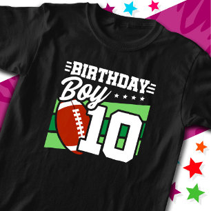 10 Year Old Football Party Theme 10th Birthday Boy T-Shirt