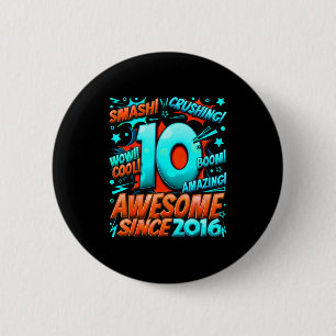 10 Year Old For Boys 10th Birthday Boy 10 Year Old 2 Inch Round Button