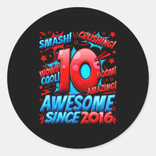 10 Year Old For Boys 10th Birthday Boy 10 Year Old Classic Round Sticker