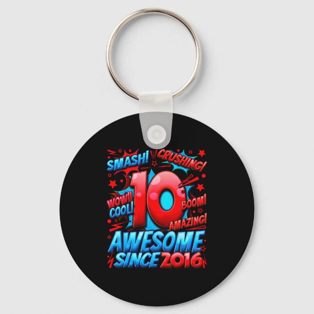 10 Year Old For Boys 10th Birthday Boy 10 Year Old Keychain (Front)