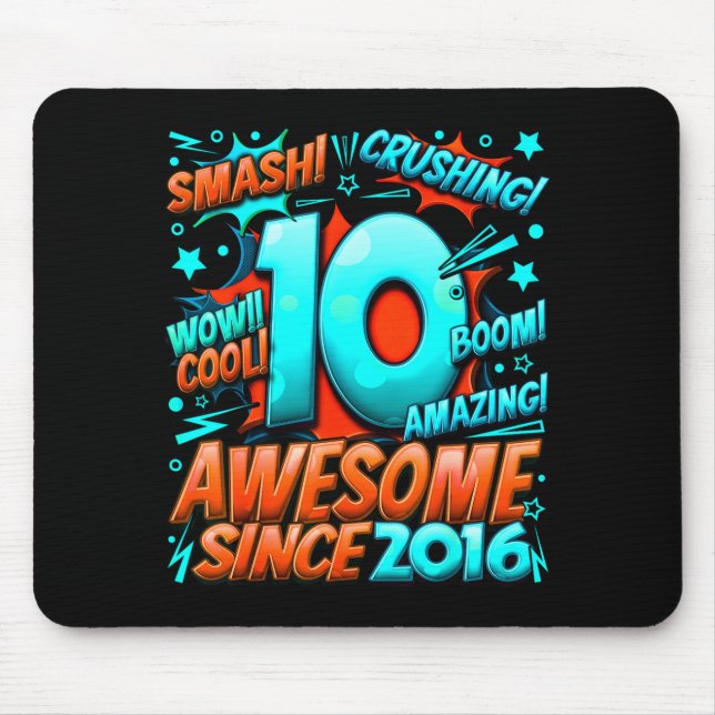 10 Year Old For Boys 10th Birthday Boy 10 Year Old Mouse Pad (Front)
