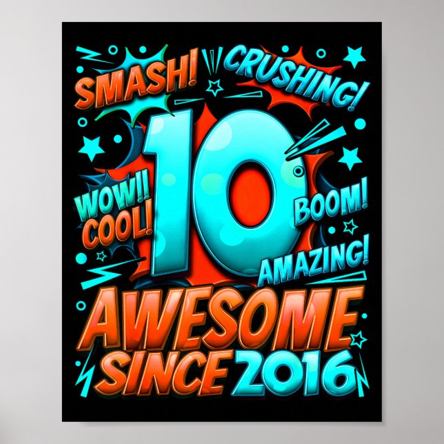 10 Year Old For Boys 10th Birthday Boy 10 Year Old Poster (Front)