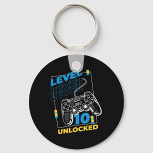 10 Year Old Gamer Gaming 10th Birthday - Level 10  Keychain