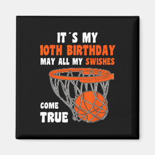10 Year Old Happy 10th Birthday Basketball 10th Bi Magnet