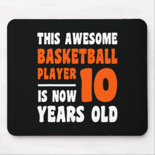 10 Year Old Happy 10th Birthday Basketball 10th Bi Mouse Pad