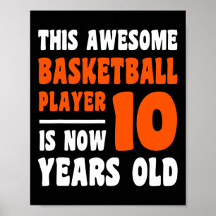 10 Year Old Happy 10th Birthday Basketball 10th Bi Poster
