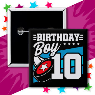 10 Year Old Hockey Party Theme 10th Birthday Boy 2 Inch Square Button
