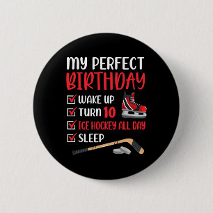 10 Year Old Ice Hockey Birthday Party 10th Boy Bda 2 Inch Round Button
