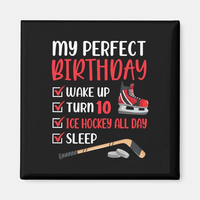 10 Year Old Ice Hockey Birthday Party 10th Boy Bda Magnet (Front)