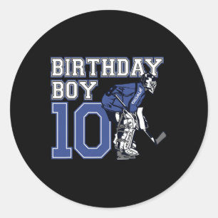 10 Year Old Ice Hockey Goalie Themed Birthday 10th Classic Round Sticker