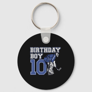 10 Year Old Ice Hockey Goalie Themed Birthday 10th Keychain