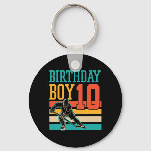 10 Year Old Ice Hockey Themed 10th Birthday Party Keychain