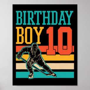 10 Year Old Ice Hockey Themed 10th Birthday Party  Poster