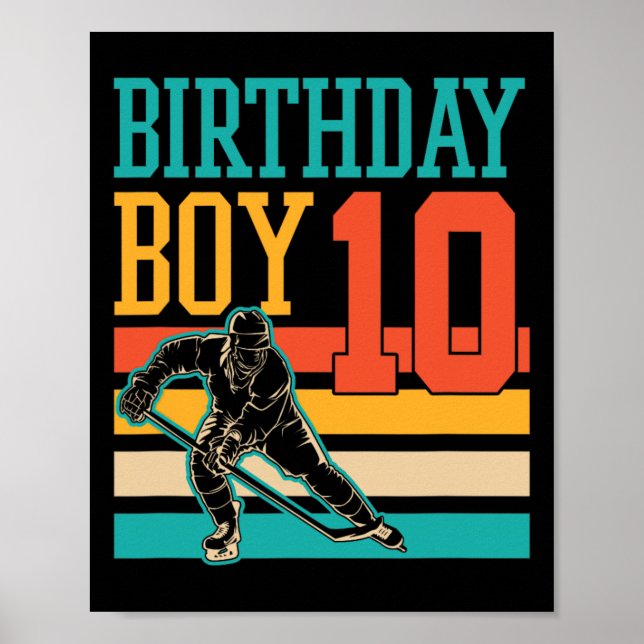 10 Year Old Ice Hockey Themed 10th Birthday Party  Poster (Front)