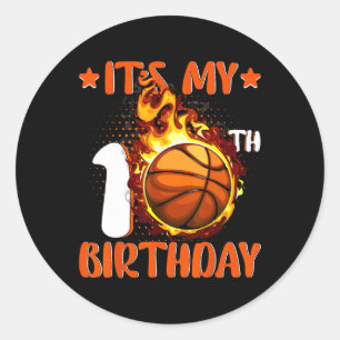 10 Year Old It's My 10th Birthday Basketball Classic Round Sticker