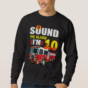 10 Year Old It's My 10th Birthday Boy Fire Truck F Sweatshirt