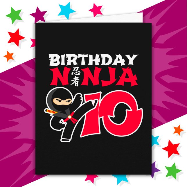 10 Year Old Karate Ninja Party Kids 10th Birthday Card (Creator Uploaded)