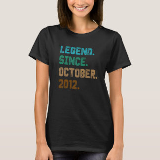 10 Year Old Legend Since October 2012 10th Birthd T-Shirt