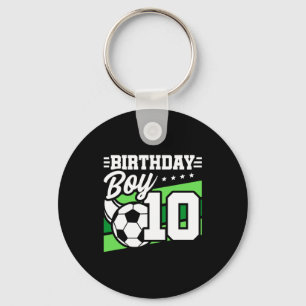 10 Year Old Soccer Football Kids 10th Birthday Boy Keychain