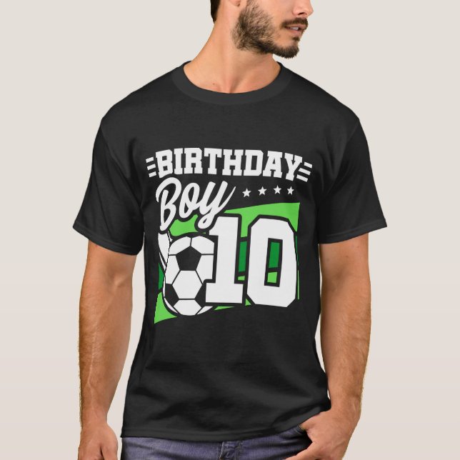 10 Year Old Soccer Football Kids 10th Birthday Boy T-Shirt (Front)