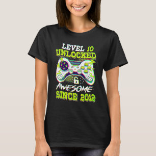 10 Year Old Video Game 10th Birthday Boys Kids Awe T-Shirt