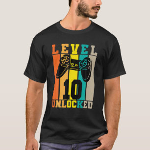 10 Year Old Vintage Level Unlocked 10Th Birthday G T-Shirt