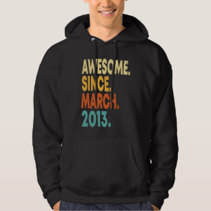 10 Year Old Vintage March 2013 10th Birthday Boy Hoodie