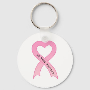 10 Year Survivor Pink Ribbon Keychain