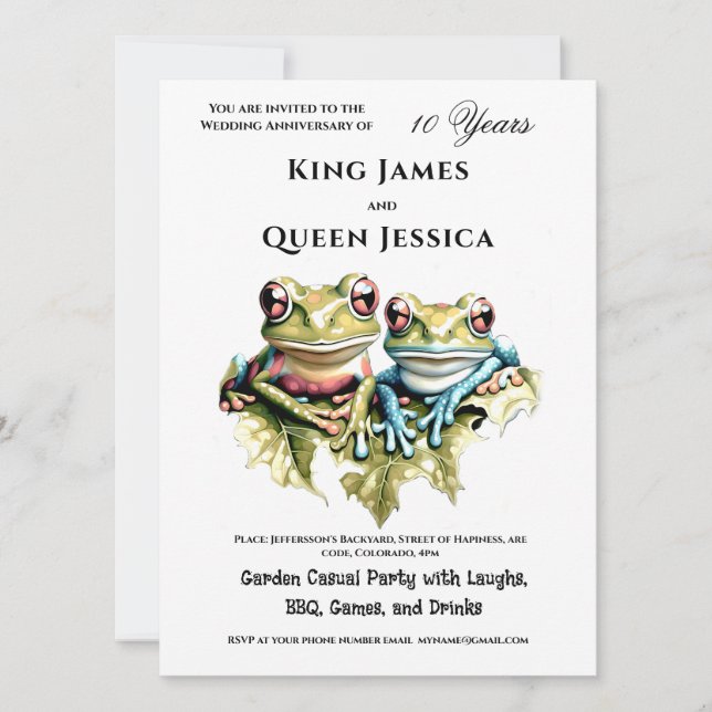 10 Year Wedding Anniversary Garden Casual Party Invitation (Front)