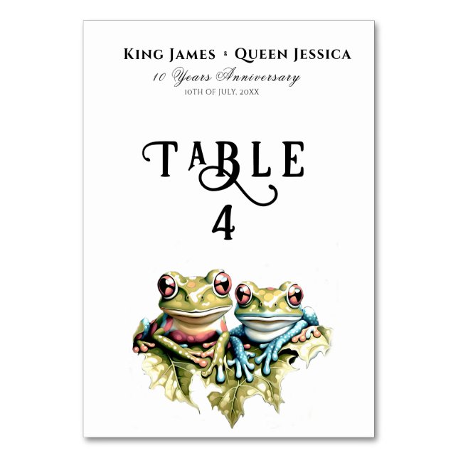 10 Year Wedding Anniversary Garden Casual Party Table Number (Front)