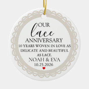 10 Year Wedding Anniversary Gift, 10th Anniversary Ceramic Ornament