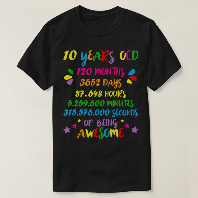 10 Years 120 Months Birthday Math Nerd Geeky Girl  T-Shirt (Design Front)