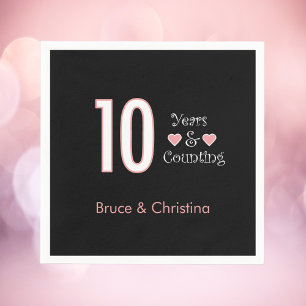 10 years and counting anniversary personalize napkin