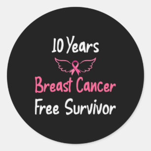 10 Years Breast Cancer Free Pink Breast Cancer Sur Classic Round Sticker