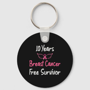 10 Years Breast Cancer Free Pink Breast Cancer Sur Keychain