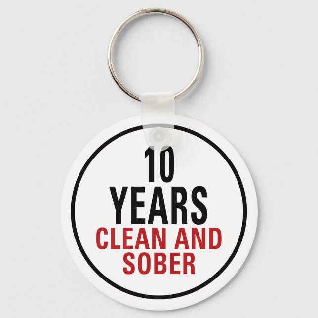 10 Years Clean and Sober Keychain (Front)