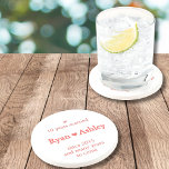 10 years married ⚭(with names) coaster<br><div class="desc">Congratulations on your anniversary! 10 years of marriage is a remarkable achievement. Many years to come. Another 10. And another 10 and then more and more. Design in red to commemorate this milestone. The names can be customized, as can the text. If you need to change more (like the colour),...</div>