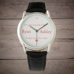 10 years married ⚭(with names) watch<br><div class="desc">Congratulations on your anniversary! 10 years of marriage is a remarkable achievement. Many years to come. Another 10. And another 10 and then more and more. Design in red to commemorate this milestone. The names can be customized, as can the text. If you need to change more (like the colour),...</div>