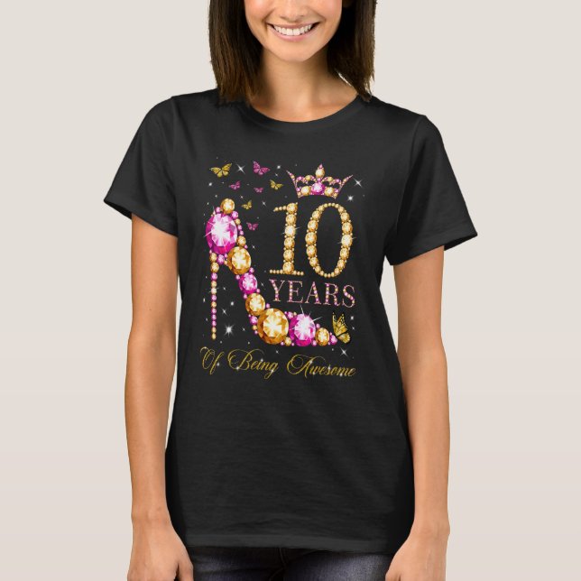10 Years Of Being Awesome 10 Years Old 10th Birthd T-Shirt (Front)