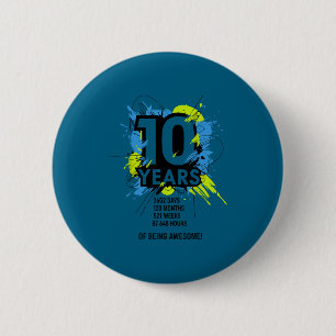 10 Years Of Being Awesome 10th Birthday Girl Boy D 2 Inch Round Button