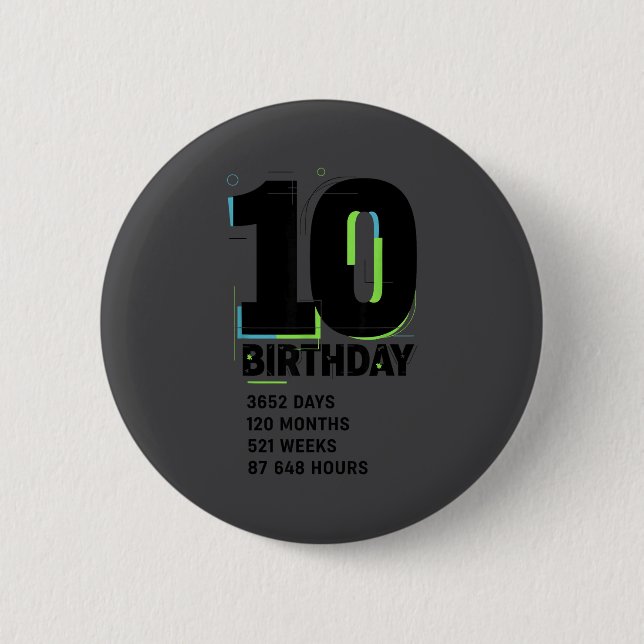 10 Years Of Being Awesome 10th Birthday Girl Boy D 2 Inch Round Button (Front)