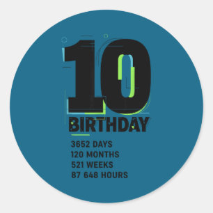 10 Years Of Being Awesome 10th Birthday Girl Boy D Classic Round Sticker