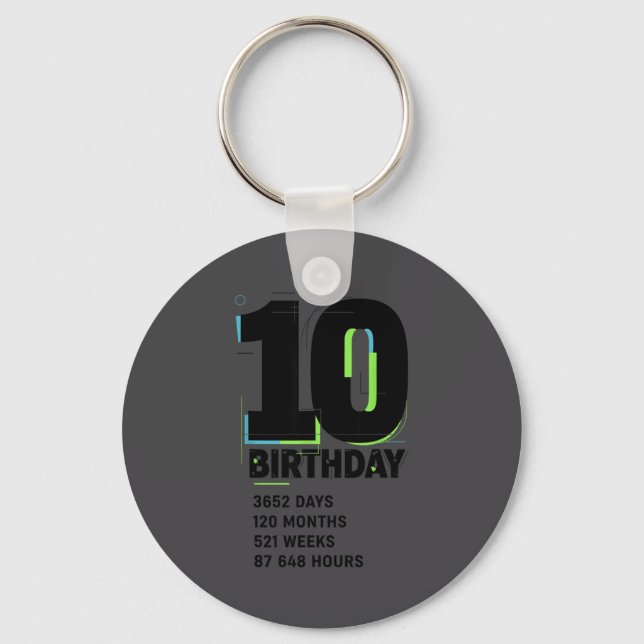 10 Years Of Being Awesome 10th Birthday Girl Boy D Keychain (Front)