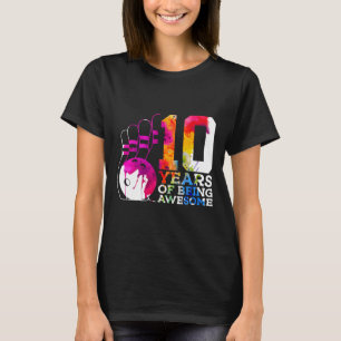 10 Years Of Being Awesome Bowling 10th Birthday  T-Shirt
