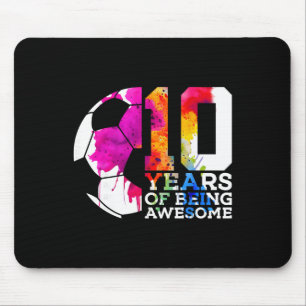 10 Years Of Being Awesome Soccer 10th Birthday Mouse Pad