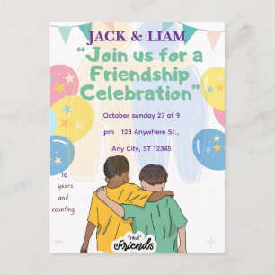 10 Years of Friendship Celebration Best Friends Holiday Postcard
