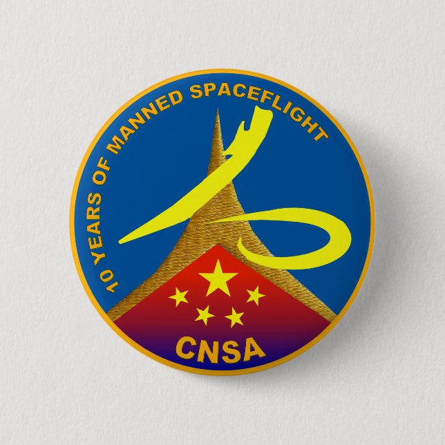 10 Years of Manned Spaceflight 2 Inch Round Button (Front)